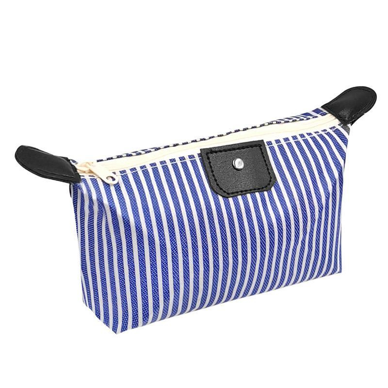 Multi-Purpose Colorful Stripe Pouch for Makeup, Stationery & Accessories - Blue