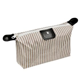 Multi-Purpose Colorful Stripe Pouch for Makeup, Stationery & Accessories - Brown - Image 1