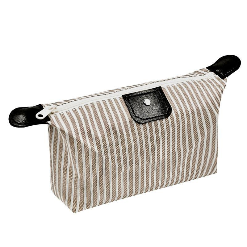 Multi-Purpose Colorful Stripe Pouch for Makeup, Stationery & Accessories - Brown