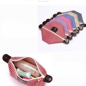 Multi-Purpose Colorful Stripe Pouch for Makeup, Stationery & Accessories - Blue - Image 7