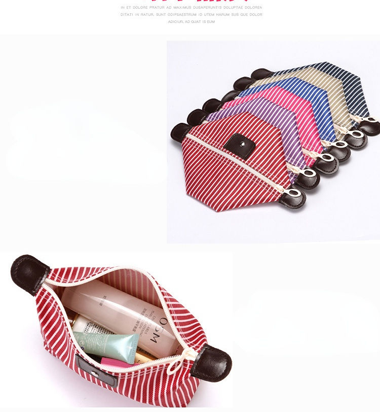 Multi-Purpose Colorful Stripe Pouch for Makeup, Stationery & Accessories - Blue
