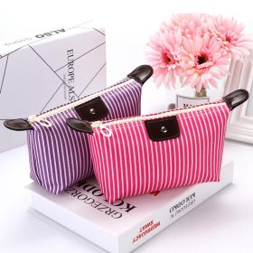 Multi-Purpose Colorful Stripe Pouch for Makeup, Stationery & Accessories - Blue - Image 6