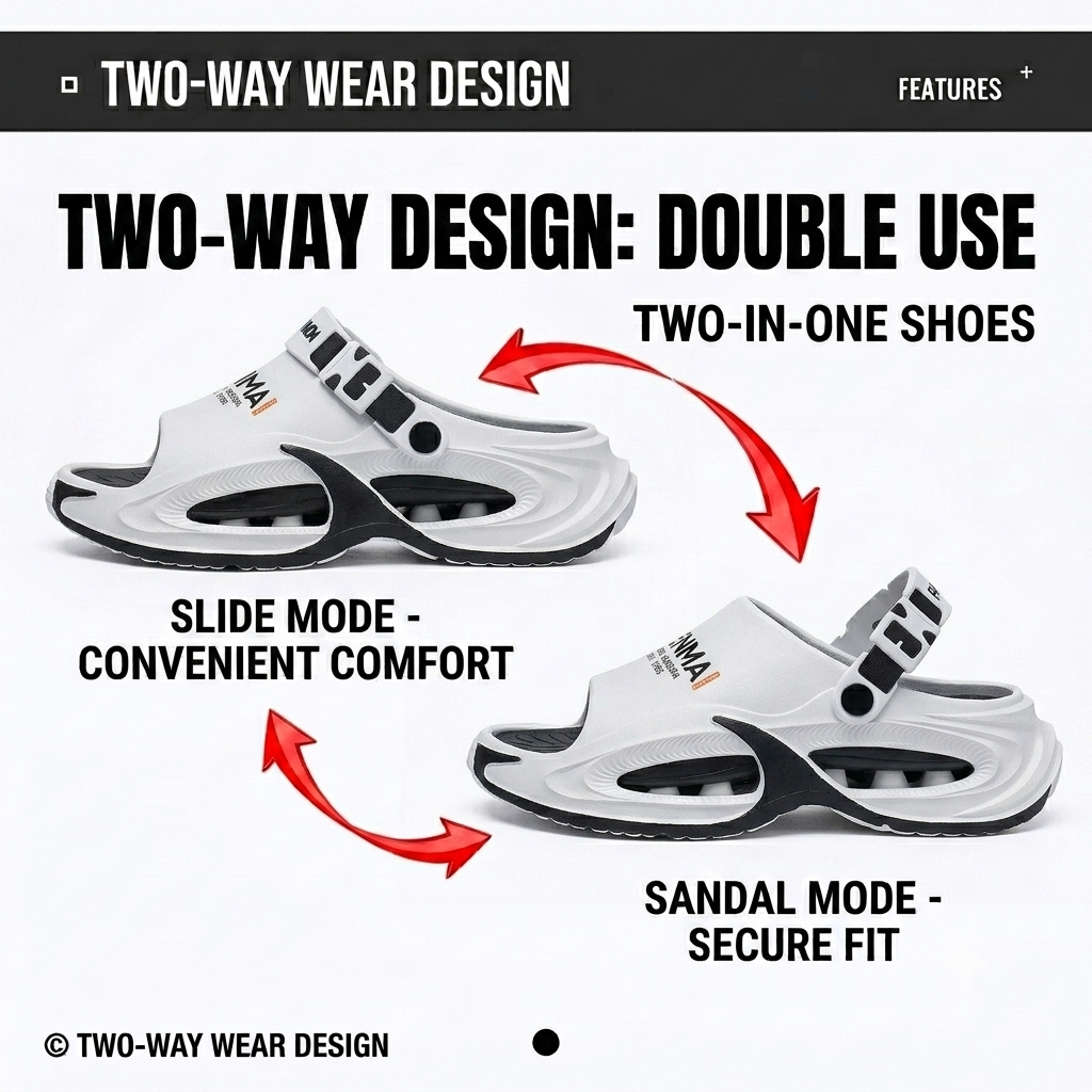Men's Sandals EVA 2026 Viral Thick Sole Anti-Slip Lightweight Breathable Waterproof Casual Outdoor - Black