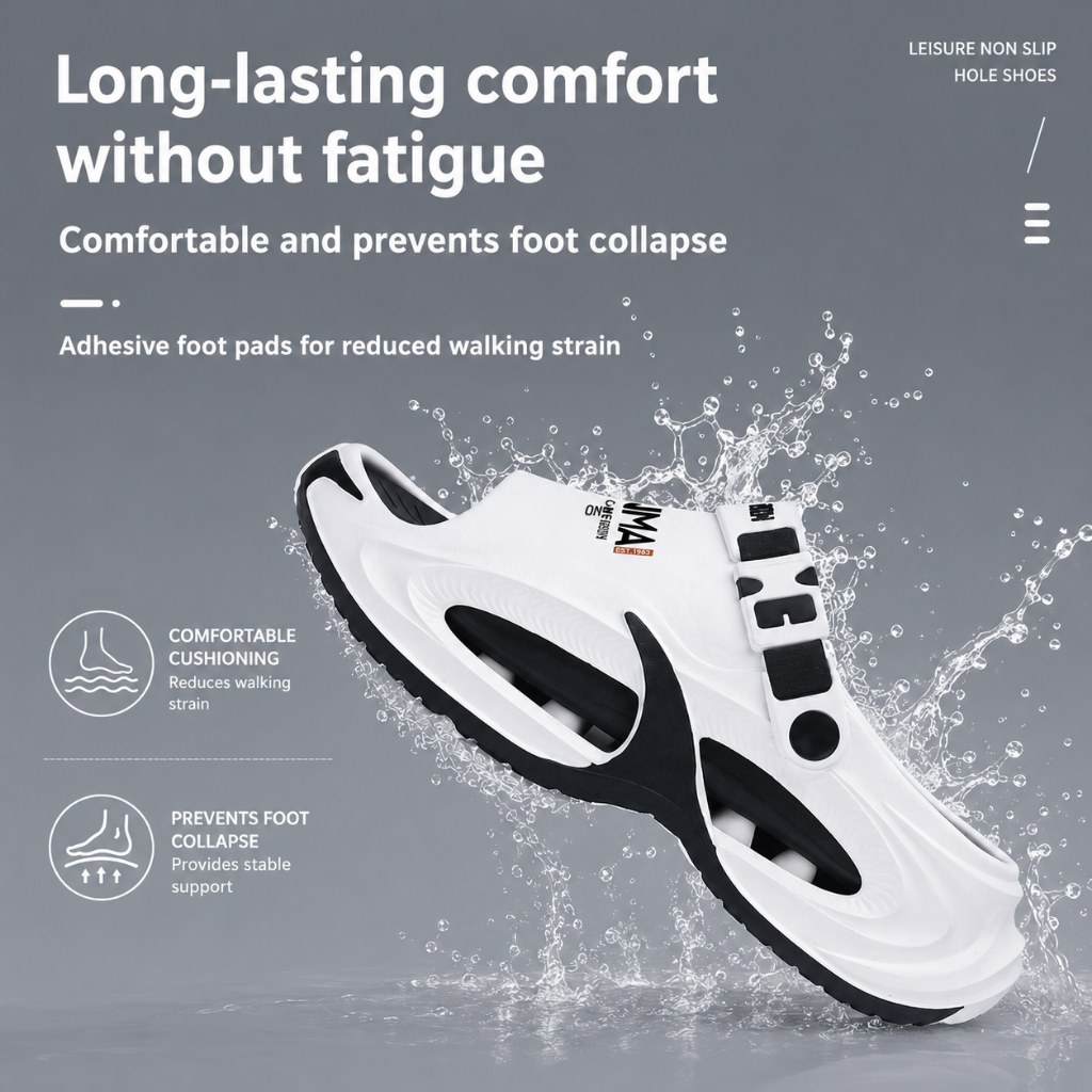 Men's Sandals EVA 2026 Viral Thick Sole Anti-Slip Lightweight Breathable Waterproof Casual Outdoor - Black