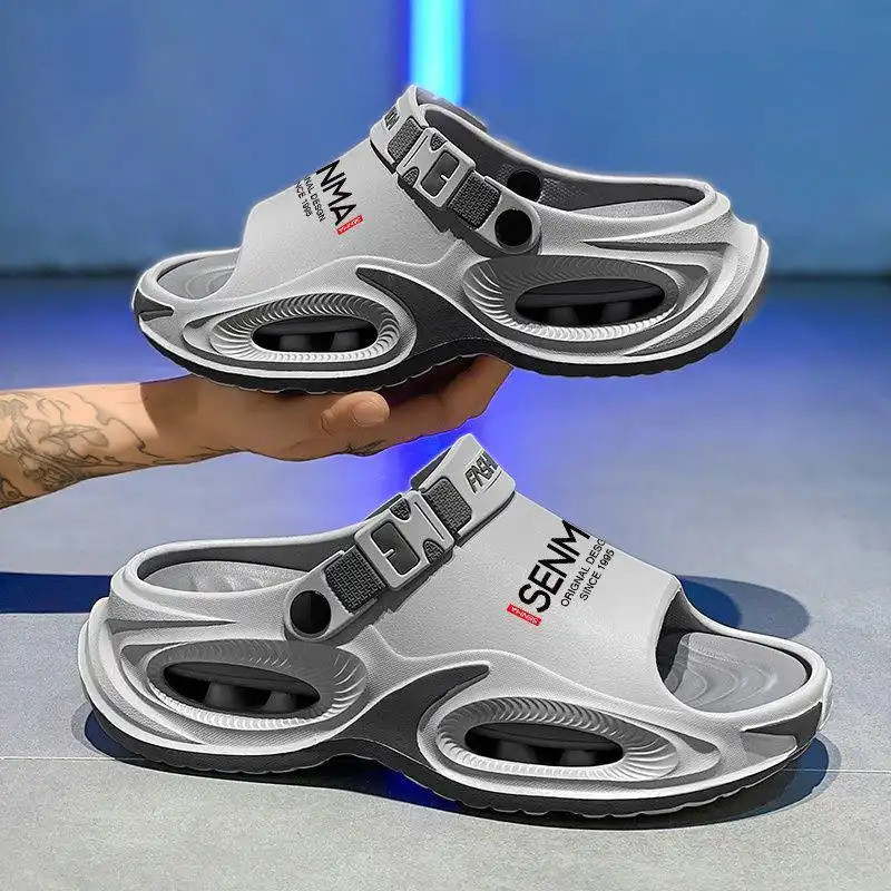 Men's Sandals EVA 2026 Viral Thick Sole Anti-Slip Lightweight Breathable Waterproof Casual Outdoor - Grey