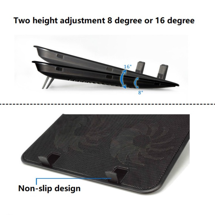 Notebook Dual Big Fans Cooling Cooler USB 14 inch Laptop Cooler - Red
