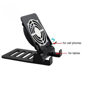 USB Desk Phone Tablets Fan Quiet Cooling Pad Radiator with Foldable Stand Holder - Black - Image 5