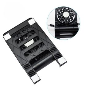 USB Desk Phone Tablets Fan Quiet Cooling Pad Radiator with Foldable Stand Holder - Black - Image 6