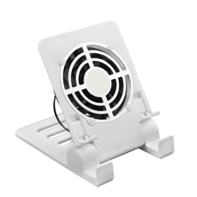 USB Desk Phone Tablets Fan Quiet Cooling Pad Radiator with Foldable Stand Holder - White - Image 1