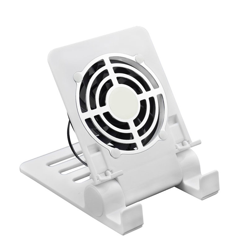 USB Desk Phone Tablets Fan Quiet Cooling Pad Radiator with Foldable Stand Holder - White