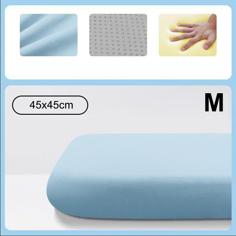 Memory Foam Ice Silk Elastic Fabric Seat Cushion Soft Office Chair Pad Car Seat Pad For Long Sitting Lumbar Support Pain Relief - Blue M
