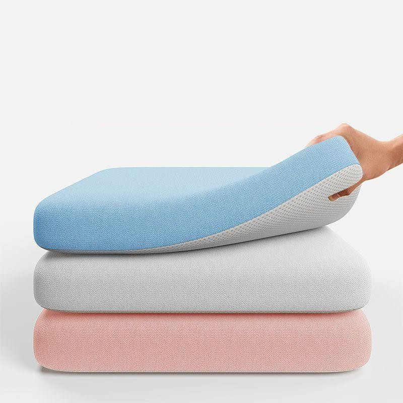 Memory Foam Ice Silk Elastic Fabric Seat Cushion Soft Office Chair Pad Car Seat Pad For Long Sitting Lumbar Support Pain Relief - Blue S
