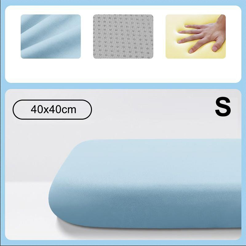 Memory Foam Ice Silk Elastic Fabric Seat Cushion Soft Office Chair Pad Car Seat Pad For Long Sitting Lumbar Support Pain Relief - Blue S