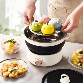 220V Electric Hot Pot 3L Portable Folding Electric Cooker Dormitory Student Pot Small Electric Hot Pot Travel Pot - Beige - Image 4