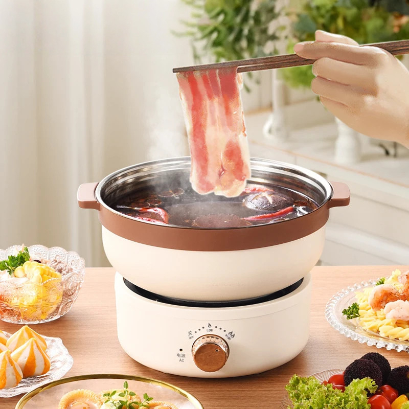 220V Electric Hot Pot 3L Portable Folding Electric Cooker Dormitory Student Pot Small Electric Hot Pot Travel Pot - Black Liner