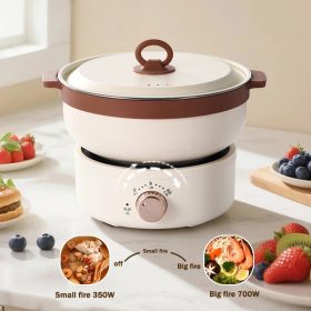 220V Electric Hot Pot 3L Portable Folding Electric Cooker Dormitory Student Pot Small Electric Hot Pot Travel Pot - Beige - Image 2