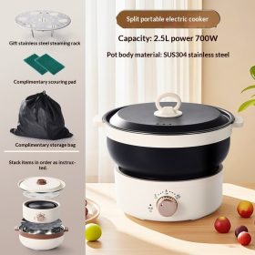 220V Electric Hot Pot 3L Portable Folding Electric Cooker Dormitory Student Pot Small Electric Hot Pot Travel Pot - Black
