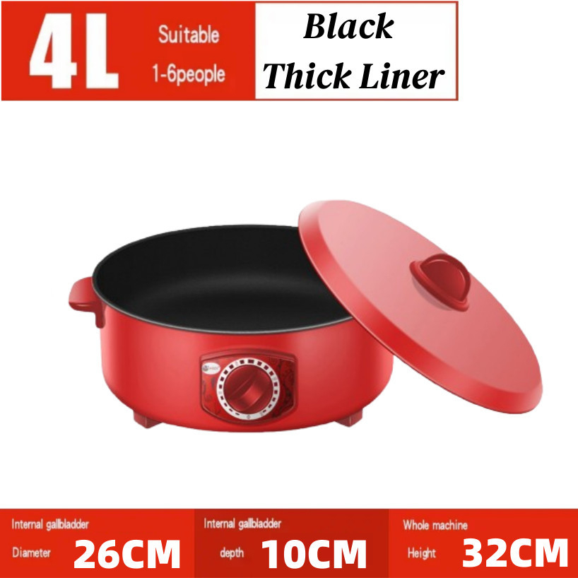 220V Electric Hot Pot 3L Portable Folding Electric Cooker Dormitory Student Pot Small Electric Hot Pot Travel Pot - Black Liner