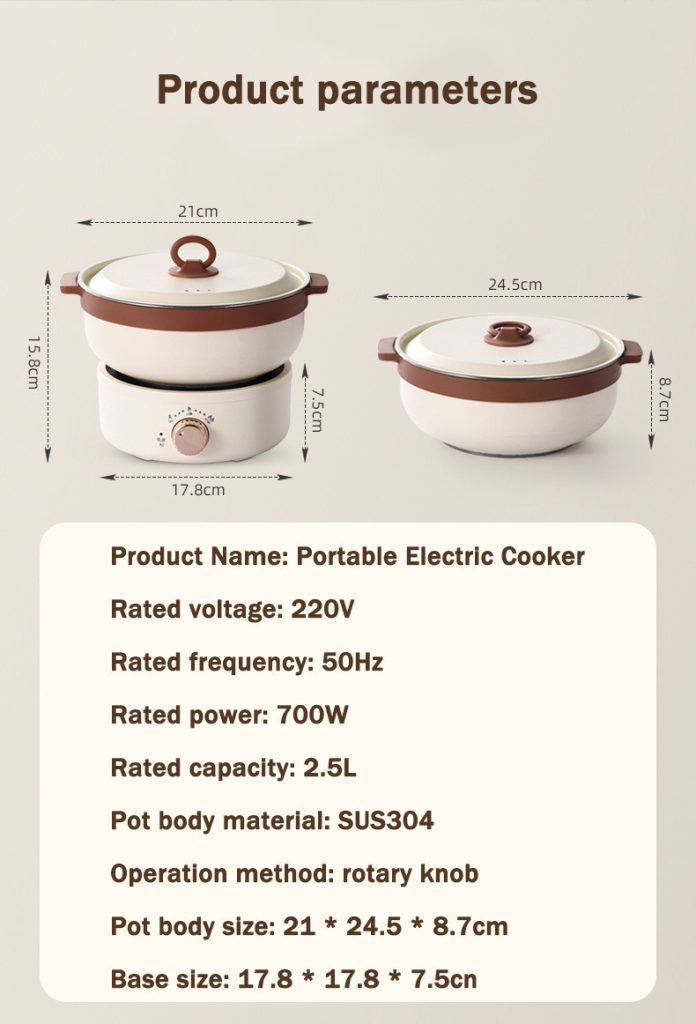 220V Electric Hot Pot 3L Portable Folding Electric Cooker Dormitory Student Pot Small Electric Hot Pot Travel Pot - Black Liner