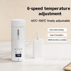 500ML Portable Electric Kettle Stainless Steel Water Boiler Travel Kettle - White Gold Buckle (2 mode) - Image 3