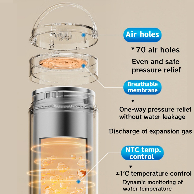 500ML Portable Electric Kettle Stainless Steel Water Boiler Travel Kettle - White Gold Buckle (2 mode)
