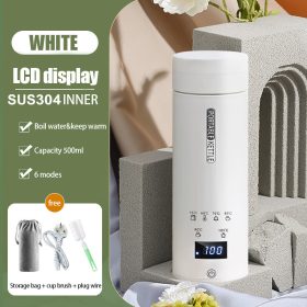 500ML Portable Electric Kettle Stainless Steel Water Boiler Travel Kettle - White (6 mode) - Image 1