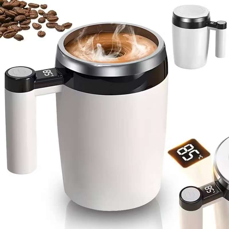 Magnetic Stirring Cup 304 Stainless Steel 400ml Rechargeable Automatic Magnetic Coffee Mug - White