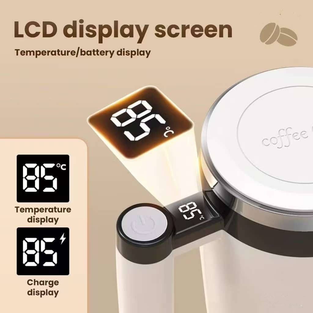 Magnetic Stirring Cup 304 Stainless Steel 400ml Rechargeable Automatic Magnetic Coffee Mug - White