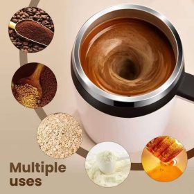Magnetic Stirring Cup 304 Stainless Steel 400ml Rechargeable Automatic Magnetic Coffee Mug - White - Image 2