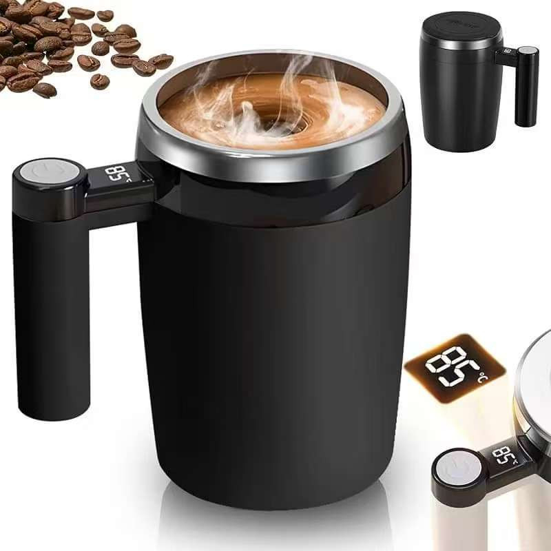 Magnetic Stirring Cup 304 Stainless Steel 400ml Rechargeable Automatic Magnetic Coffee Mug - Black