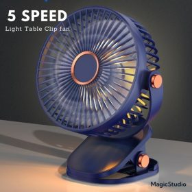 1800mAh Long Lasting Clip Fan USB Charging Desktop Office Student Light Table Clip Wall Hanging 360 Rotation - Pink - Image 9