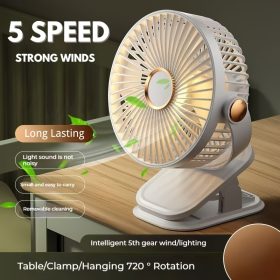 1800mAh Long Lasting Clip Fan USB Charging Desktop Office Student Light Table Clip Wall Hanging 360 Rotation - Pink - Image 10