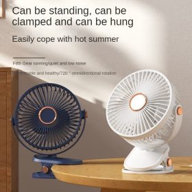 1800mAh Long Lasting Clip Fan USB Charging Desktop Office Student Light Table Clip Wall Hanging 360 Rotation - Pink - Image 5