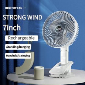1800mAh Long Lasting Clip Fan USB Charging Desktop Office Student Light Table Clip Wall Hanging 360 Rotation - Pink - Image 6