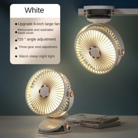 1800mAh Long Lasting Clip Fan USB Charging Desktop Office Student Light Table Clip Wall Hanging 360 Rotation - White - Image 1