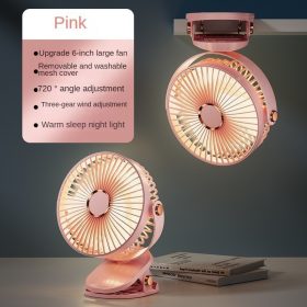 1800mAh Long Lasting Clip Fan USB Charging Desktop Office Student Light Table Clip Wall Hanging 360 Rotation - Pink - Image 1