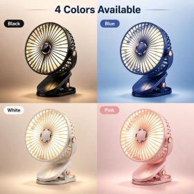 1800mAh Long Lasting Clip Fan USB Charging Desktop Office Student Light Table Clip Wall Hanging 360 Rotation - Pink - Image 2