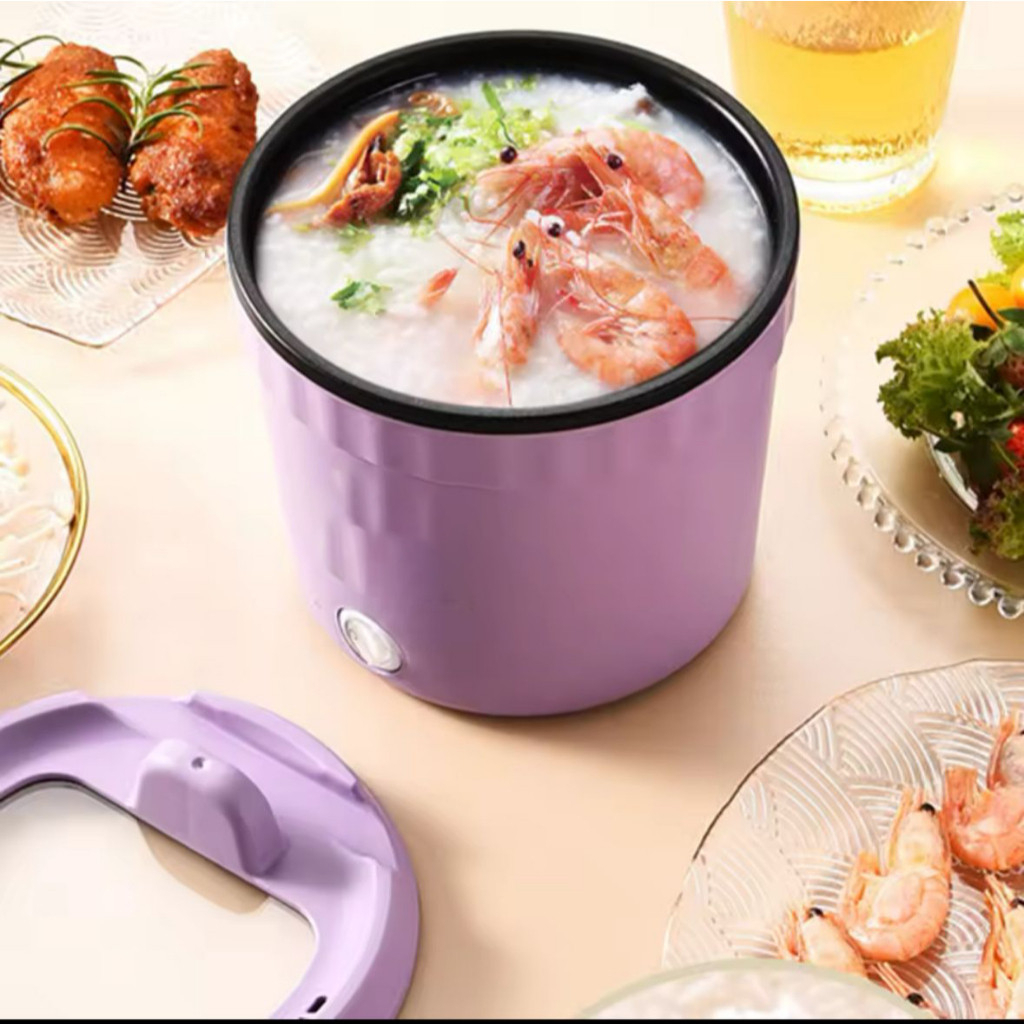 All-in-One Mini Ramen Cooker – Compact 1.5L Non-Stick Hot Pot, Easy Clean & Auto Shut-Off, Ideal for Late Night Snacks, Oatmeal & Soup - Red