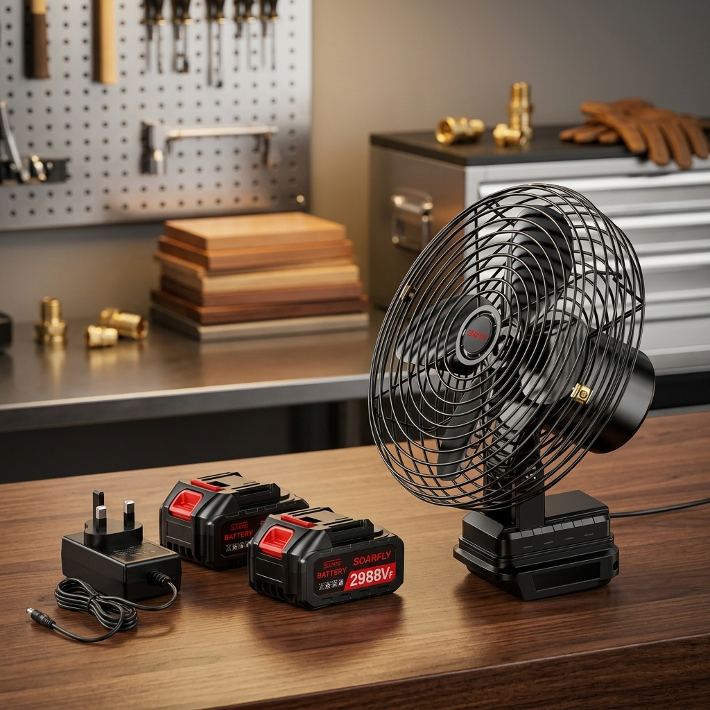 8" High Power Rechargeable Lithium Portable Fan USB Charging Strong Wind Silent Desk Fan Outdoor Camping Home Office - 1 Battery Set