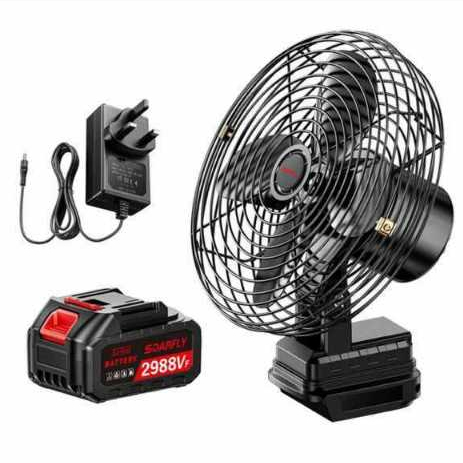 8" High Power Rechargeable Lithium Portable Fan USB Charging Strong Wind Silent Desk Fan Outdoor Camping Home Office - 1 Battery Set