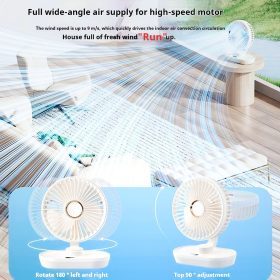 8000mAh Kipas Automatic Shaking Desktop Fan USB Portable kipas 5-Speed level Wind Led Display battery Mini Rechargeable Desk Fan Z01- Blue - Image 4