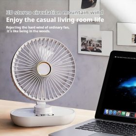 8000mAh Kipas Automatic Shaking Desktop Fan USB Portable kipas 5-Speed level Wind Led Display battery Mini Rechargeable Desk Fan Z01- Blue - Image 6