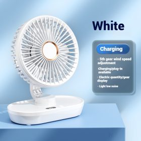 8000mAh Kipas Automatic Shaking Desktop Fan USB Portable kipas 5-Speed level Wind Led Display battery Mini Rechargeable Desk Fan Z01- White - Image 1