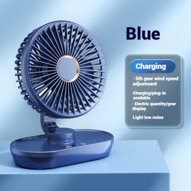 8000mAh Kipas Automatic Shaking Desktop Fan USB Portable kipas 5-Speed level Wind Led Display battery Mini Rechargeable Desk Fan Z01- Blue - Image 1