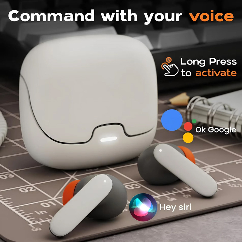 5.4 Bluetooth TWS Wireless Ultra-low Latency Dual Microphone ENC Noise Cancelling Earphones - Black