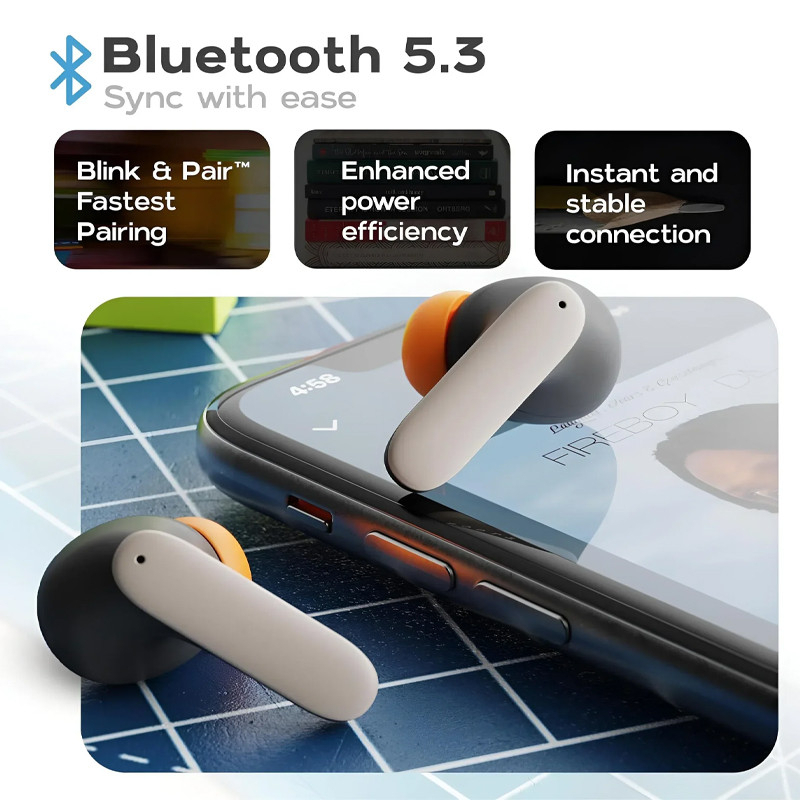 5.4 Bluetooth TWS Wireless Ultra-low Latency Dual Microphone ENC Noise Cancelling Earphones - Black