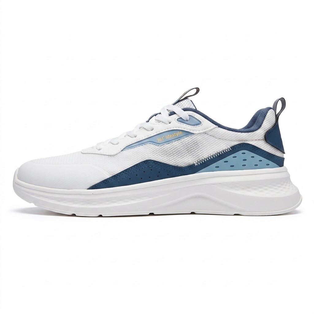 361 Degrees Men Running Shoes Lightweight Breathable Mesh Sneakers Cushioning Outdoor Sports Walking Footwear - Vintage Blue