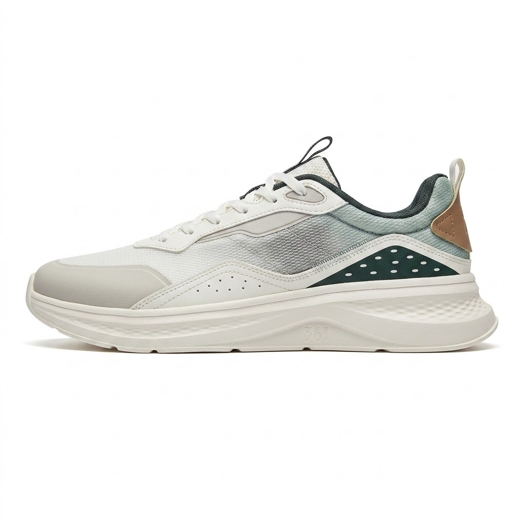 361 Degrees Men Running Shoes Lightweight Breathable Mesh Sneakers Cushioning Outdoor Sports Walking Footwear - Eco Green