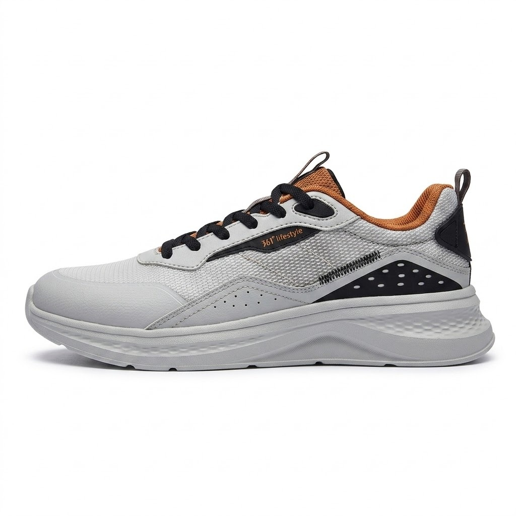 361 Degrees Men Running Shoes Lightweight Breathable Mesh Sneakers Cushioning Outdoor Sports Walking Footwear - Photon Grey