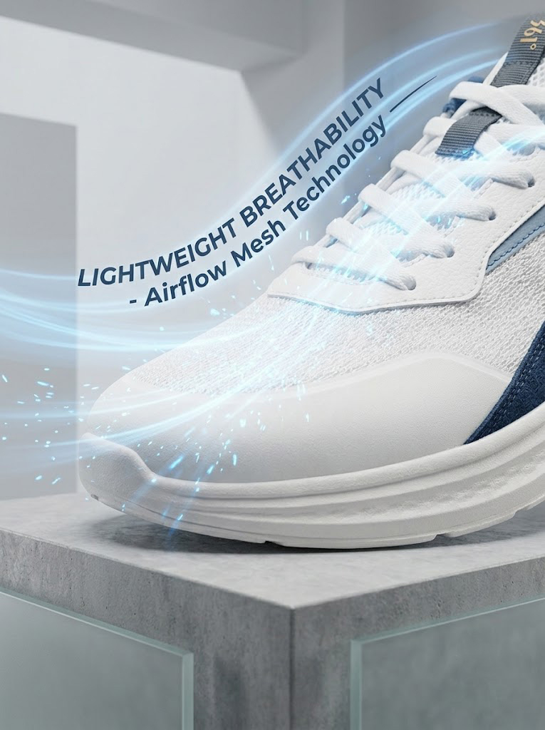 361 Degrees Men Running Shoes Lightweight Breathable Mesh Sneakers Cushioning Outdoor Sports Walking Footwear - Photon Grey
